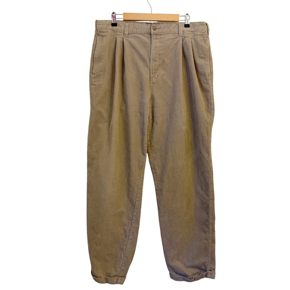 Chaps Ralph Lauren Other - Vintage Chaps Ralph Lauren Corduroy Pleated Pants 38x34 Cuffed Baggy Tan 90s